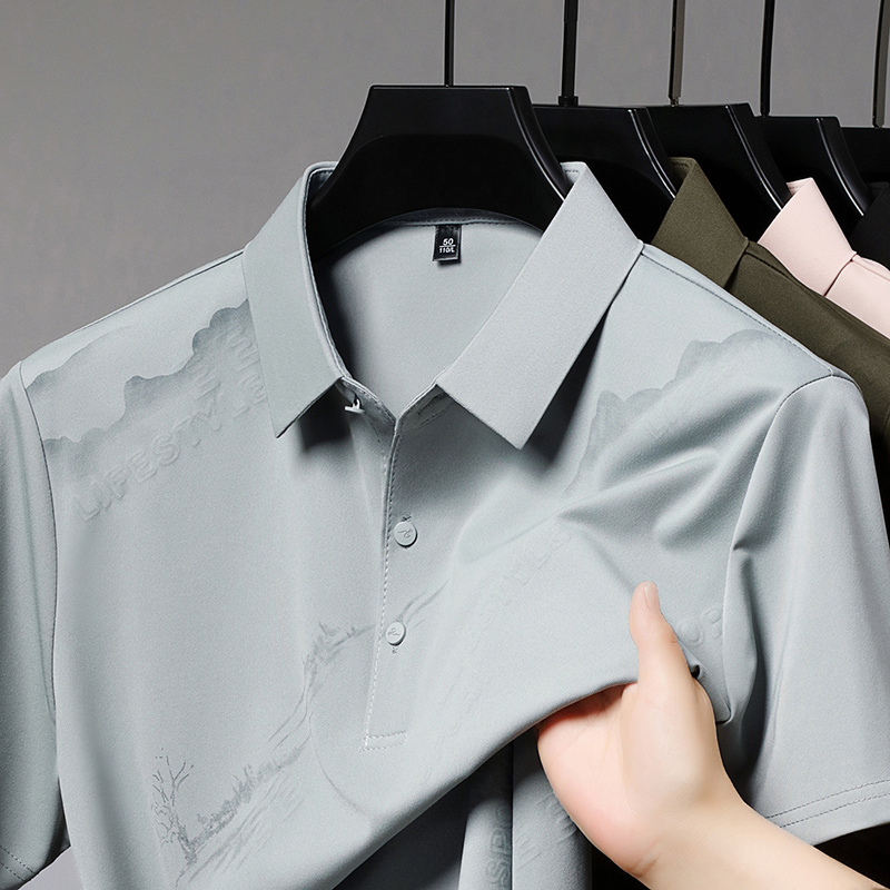 恒源祥2025夏季新款男士冰丝透气短袖套装中年运动休闲薄款爸爸装 雾蓝 165/M