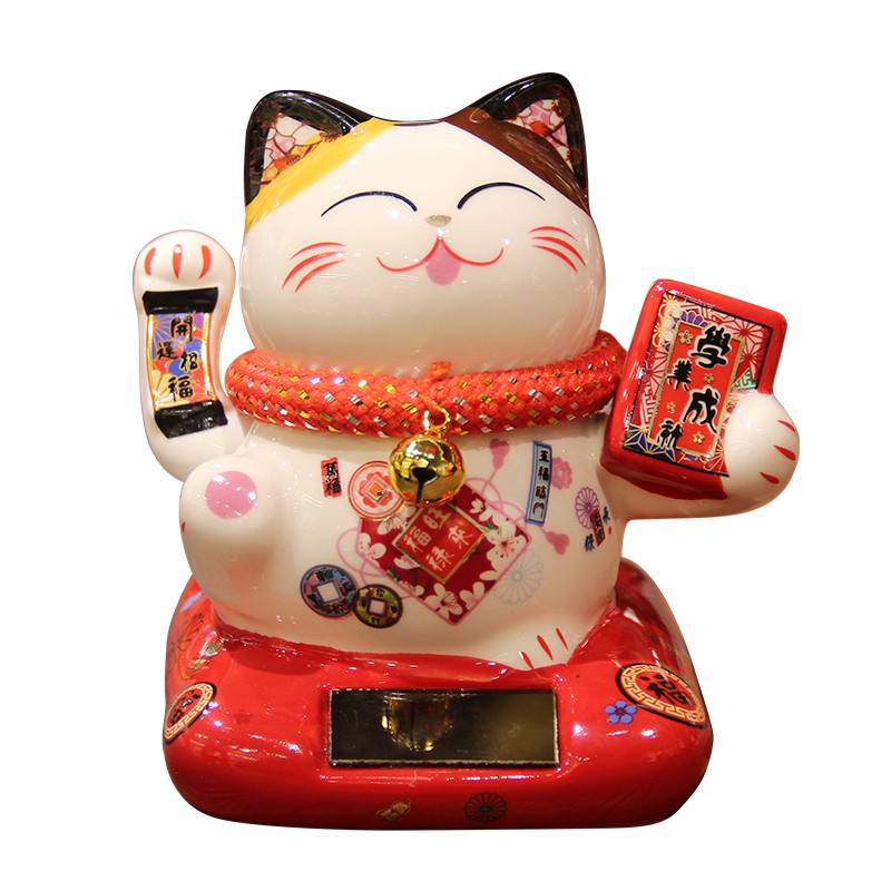猫小摆件自动招手办公室陶瓷摇手太阳能创意车载汽车迷你饰品 三维工匠 金色肥猫(塑料)猫高清大图
