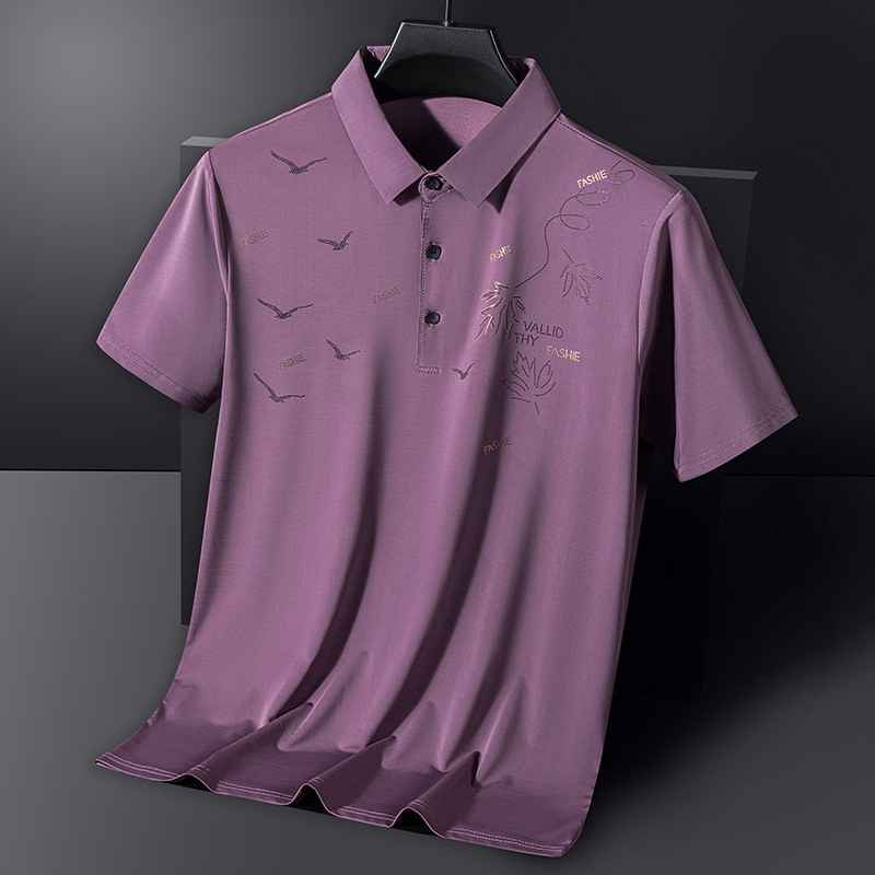 中年男士polo衫冰丝短袖翻领t恤袖广告文化衫衣服刺绣印字logo潮高清大图