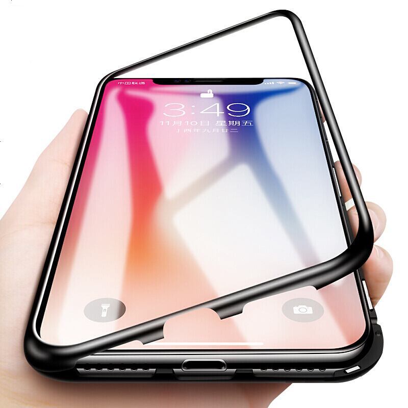 iphoneX磁吸玻璃壳iPhone XS Max手机壳苹果6创意苹果8plus iphone7/8plus 黑