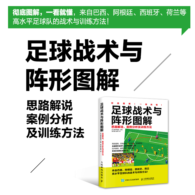 [正版]足球战术与阵形图解 思路解说 竞赛规则及训练方法 足球书战术教学 掌握足球阵形和运用足球战术指导 足球专业训练高清大图