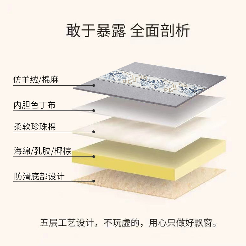 添福运 新中式海绵飘窗垫加厚坐垫窗台垫定制海绵阳台垫子沙发卡座榻榻米红木沙发坐垫四季可用坐垫太师椅垫支持定制定做乳胶垫高清大图
