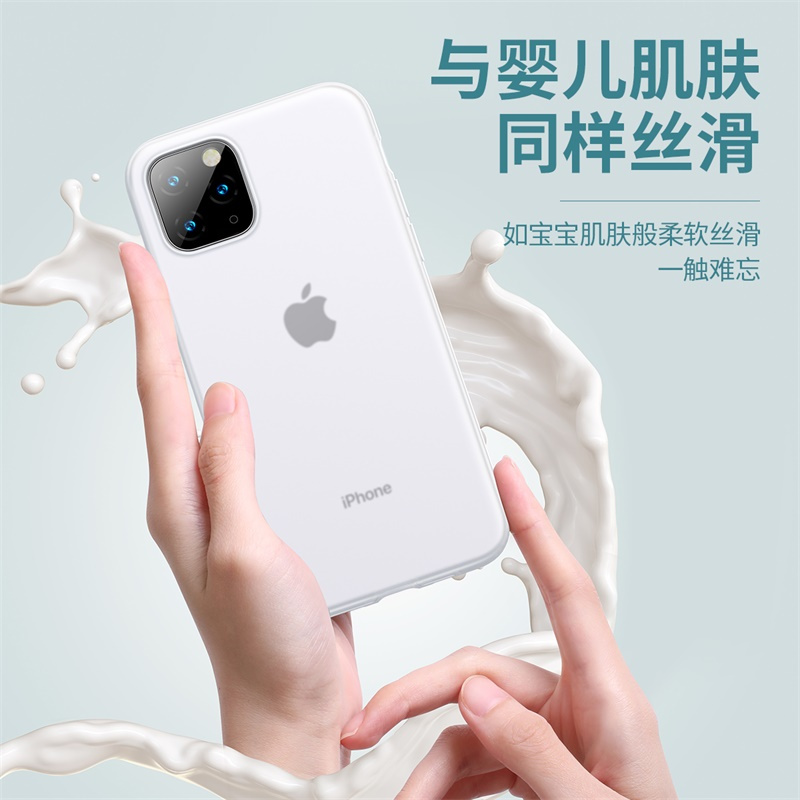 倍思 iphone11 Pro液态硅胶手机壳/保护套 苹果手机超薄防污壳 通用全包创意绒柔软壳潮防摔5.8英寸 透白