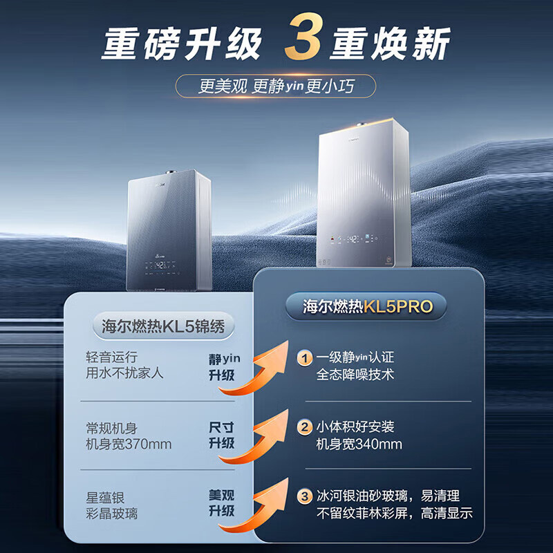 海尔(Haier)燃气热水器16升[小红花套系KL5PRO]燃气热水器天然气无级变频水伺服 汤泉级恒温高清大图