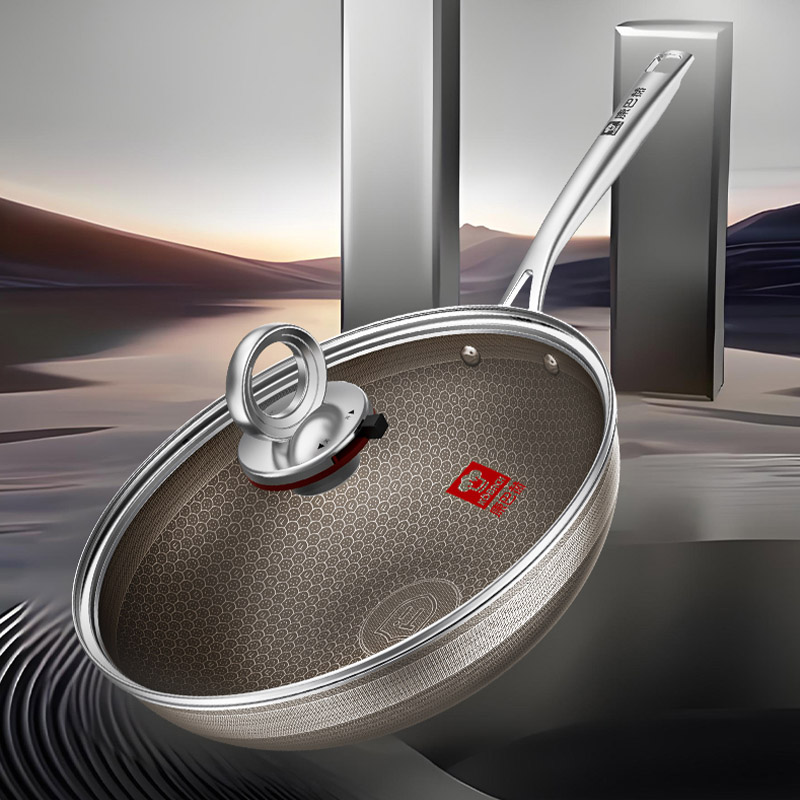 康巴赫第七代0氟钛蜂窝双面屏炒锅32cm(带201蒸屉、201铲、海绵擦*2)高清大图