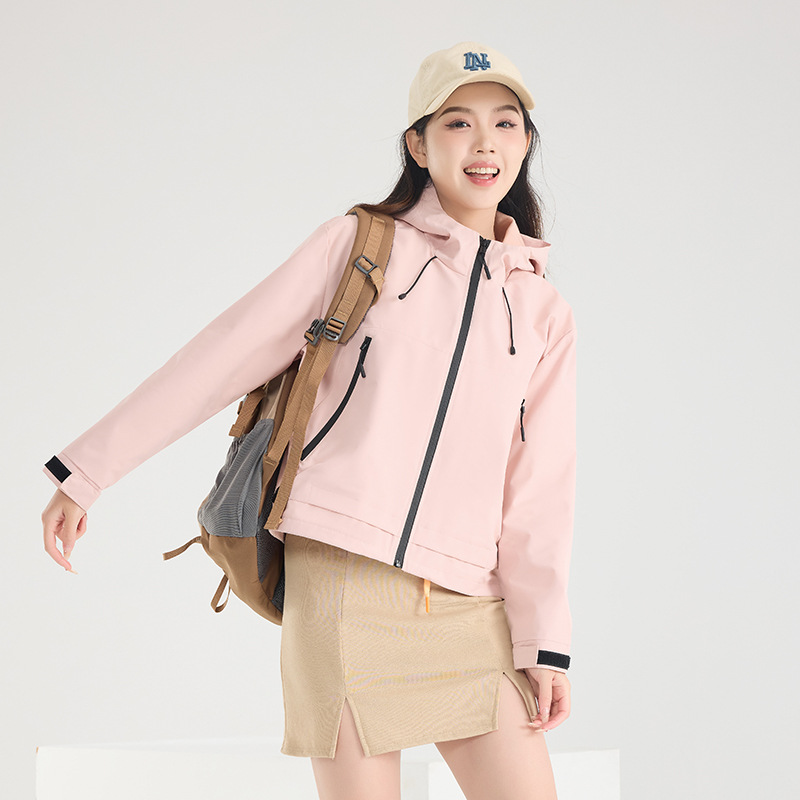 渔人船长春秋新款时尚休闲运动情侣冲锋衣男女款户外潮牌单衣夹克高清大图