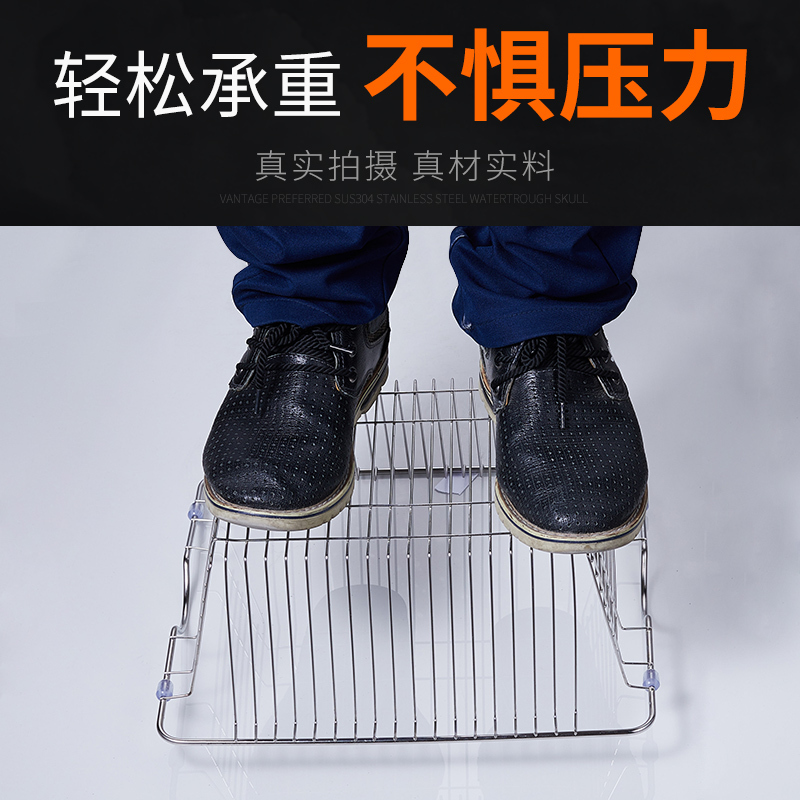 厨房水槽沥水篮不锈钢过滤筐水池汲水架餐具盆框蓝网洗碗水网漏水|大号内径[29*29]外径[33*33]