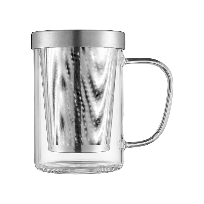 奥斯玻璃泡茶杯 10404BASB-400 办公水杯带滤网 400mL (单位:个)