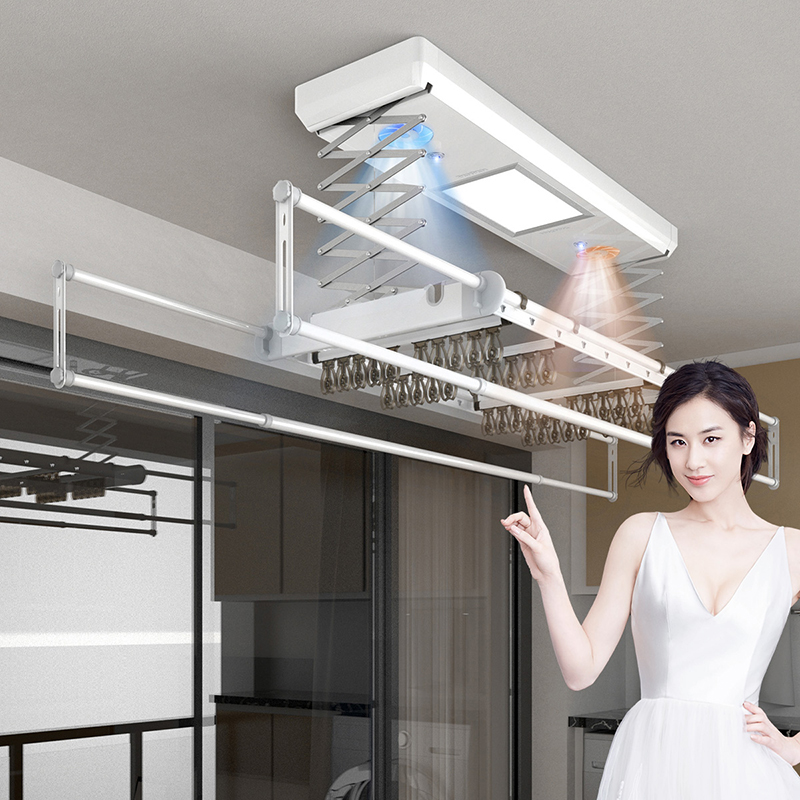 盼盼晾衣架电动晾衣架智能升降晾衣架伸缩阳台晒衣杆自动烘干消毒晾衣