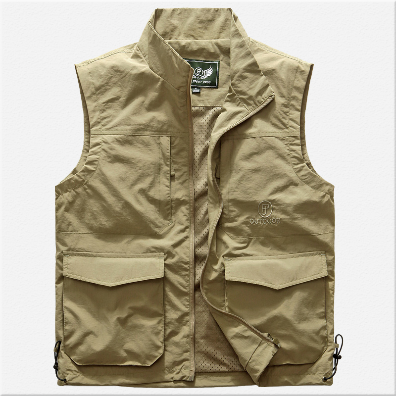 马甲春夏季户外休闲坎肩男士薄款摄影钓鱼定制多口袋马夹背心马甲背心