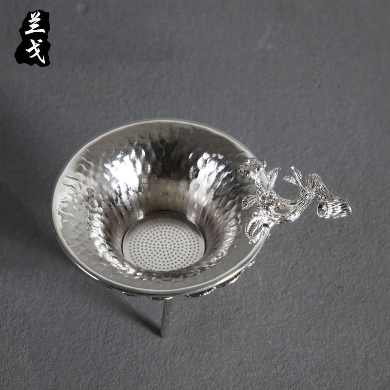 美帮汇功夫茶具套装家用茶滤陶瓷茶漏茶道配件锡制茶叶过滤茶隔滤网高清大图
