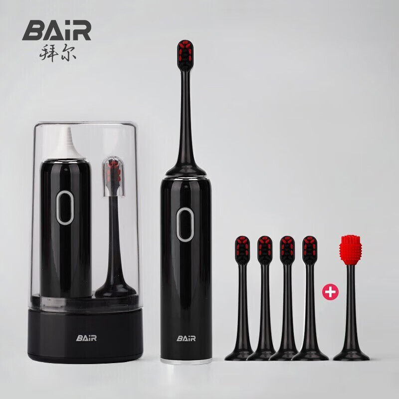 拜尔(BAiR) 电动牙刷小白001(4刷头+1个按摩刷) 小白001高清大图