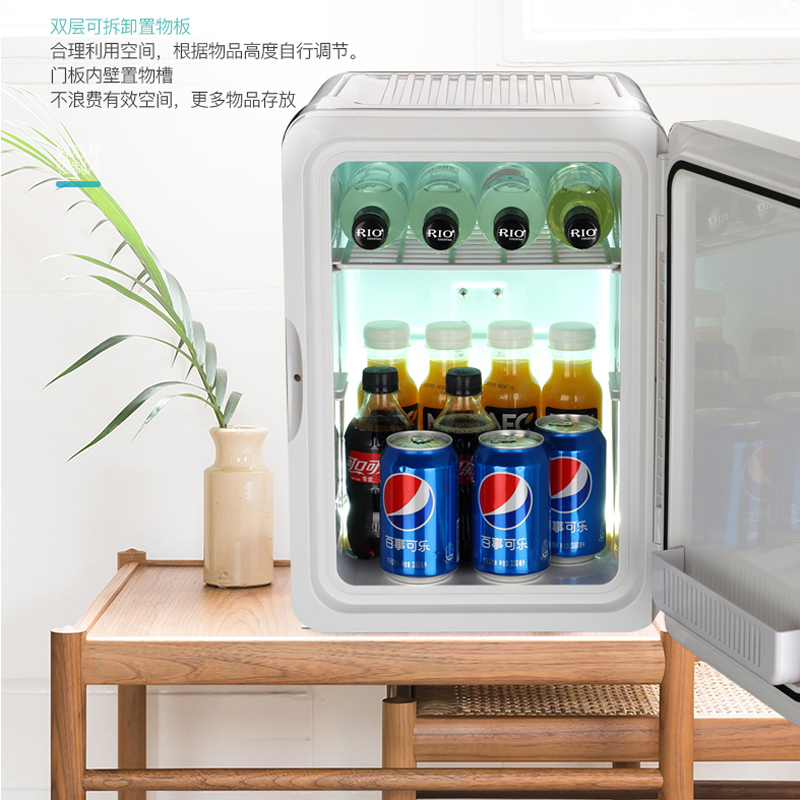 先科(SAST)10L电子 车家两用单门式制冷车载冰箱风冷式 半导体冷热箱 银色玻璃门