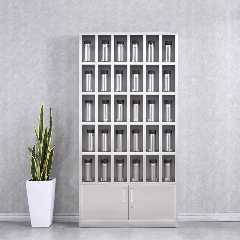 全简家具水杯柜茶水柜员工碗柜水杯存放柜钢制储物柜30格高清大图