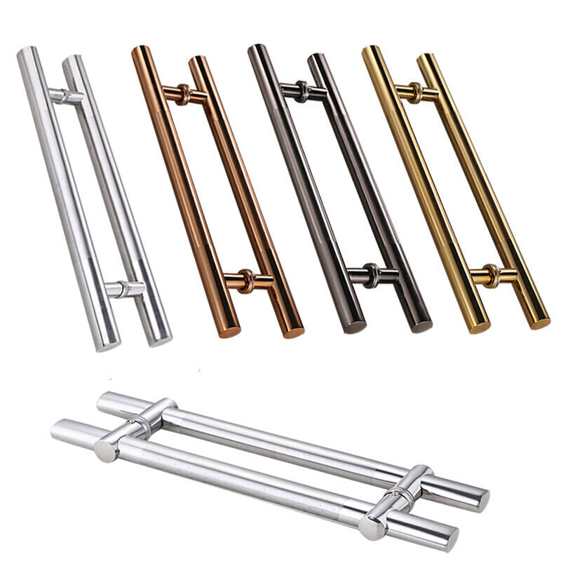 汐岩加厚不锈钢钢化玻璃拉手玻璃大把手大大拉手扶手孔距可调节 中砂款150cm长120cm固定孔距银色