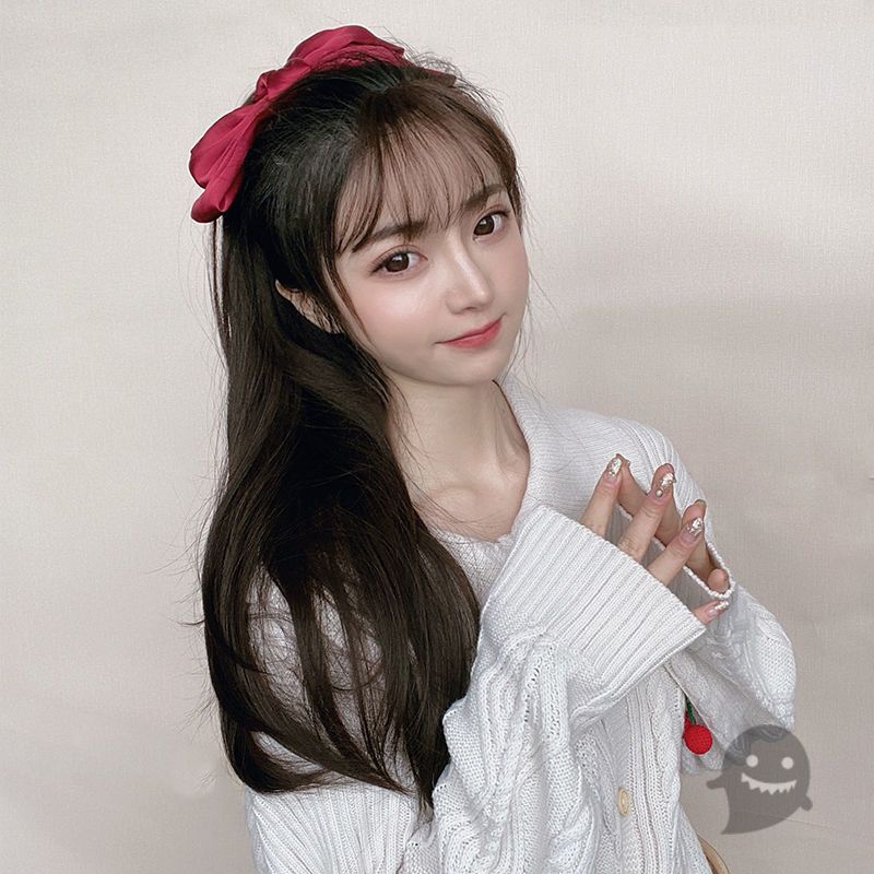 马尾假发女长发蝴蝶结假发马尾绑带式长直发高马尾神器绑带马尾辫绑带