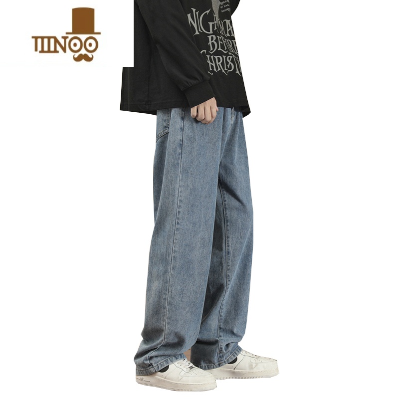 YANXU夏季薄款牛仔裤男直筒宽松高街百搭休闲坠垂感阔腿长裤子高清大图