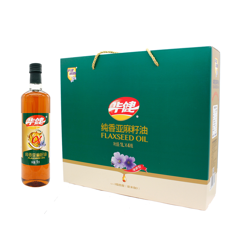 华建诚鑫 纯香亚麻籽油1L*4瓶礼盒
