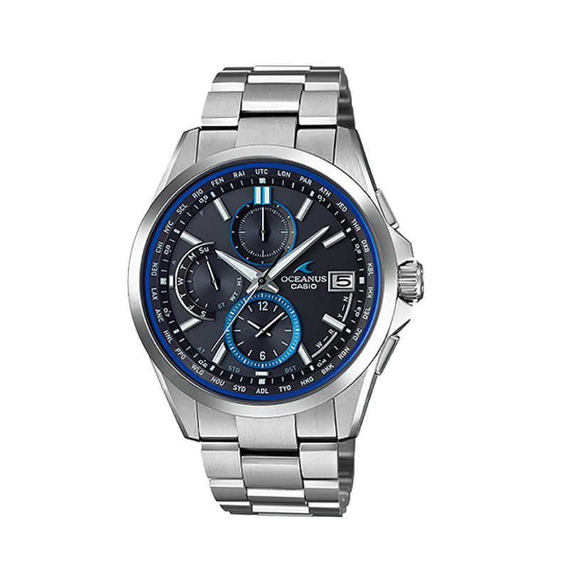 (CASIO)卡西欧海神系列OCW-T2600光动能六局电波对时钛材质表链蓝宝石镜面100米防水日韩品牌男士石英表