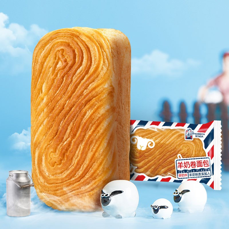 诺贝达夹心软面包羊奶卷面包蛋奶味420克手撕面包营养早餐休闲零食