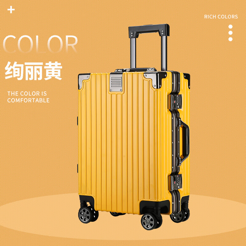 LOKANROO路卡尼袋鼠海关锁铝框拉杆箱高清大图