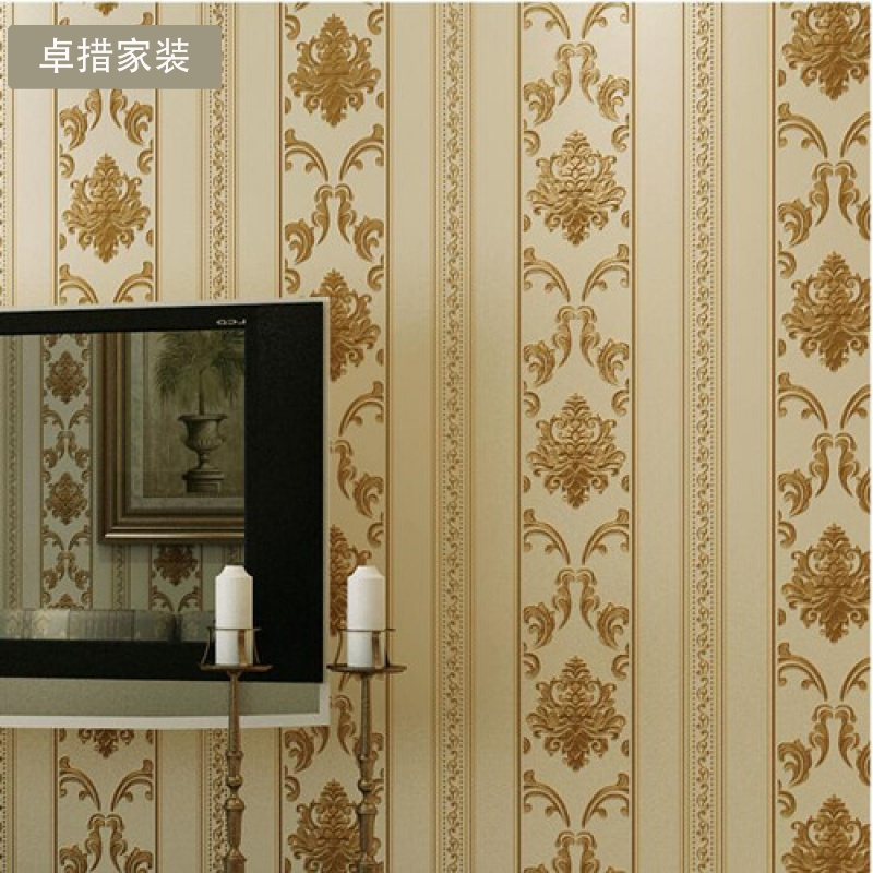 简约现代竖条纹卧室墙纸欧式无纺布客厅背景墙壁纸3D立体精压环保壹德壹