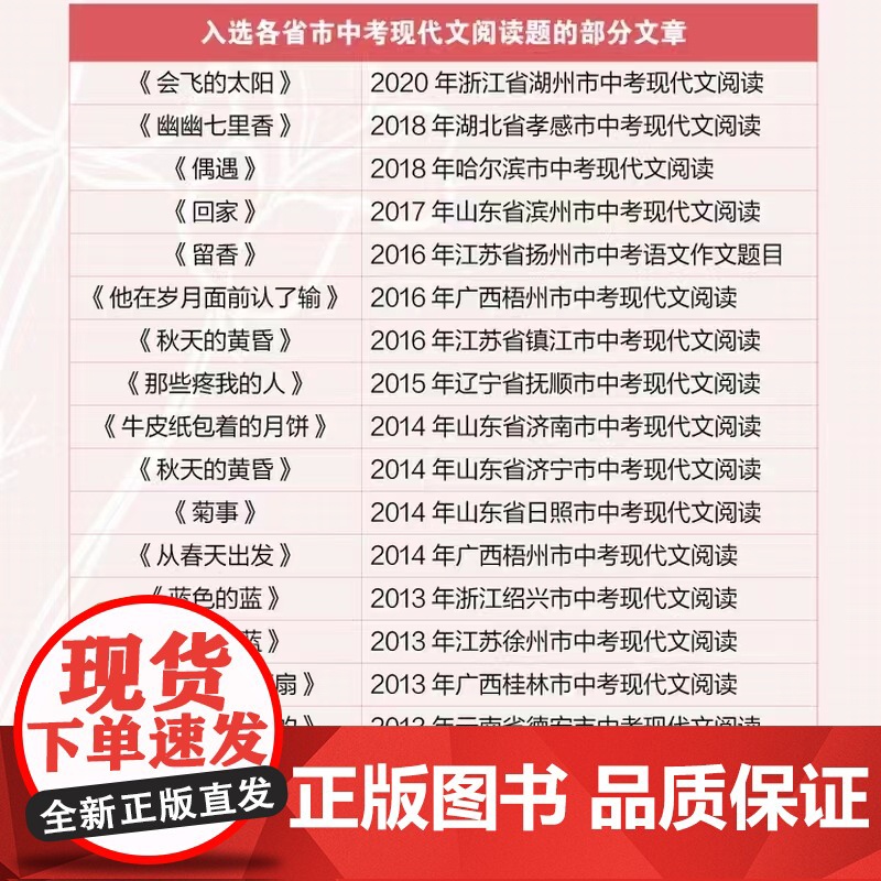 正版 风会记得一朵花的香 丁立梅中考阅读题热点作家经典散文集十周年纪念版 连续15年选作中考阅读试题 28篇文章选入中考高清大图
