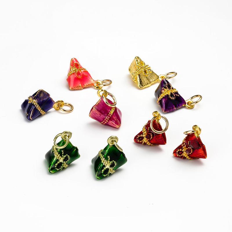 金色小粽子10个小粽子吊坠端午节diy手工小孩子宝宝制作编织手链绳