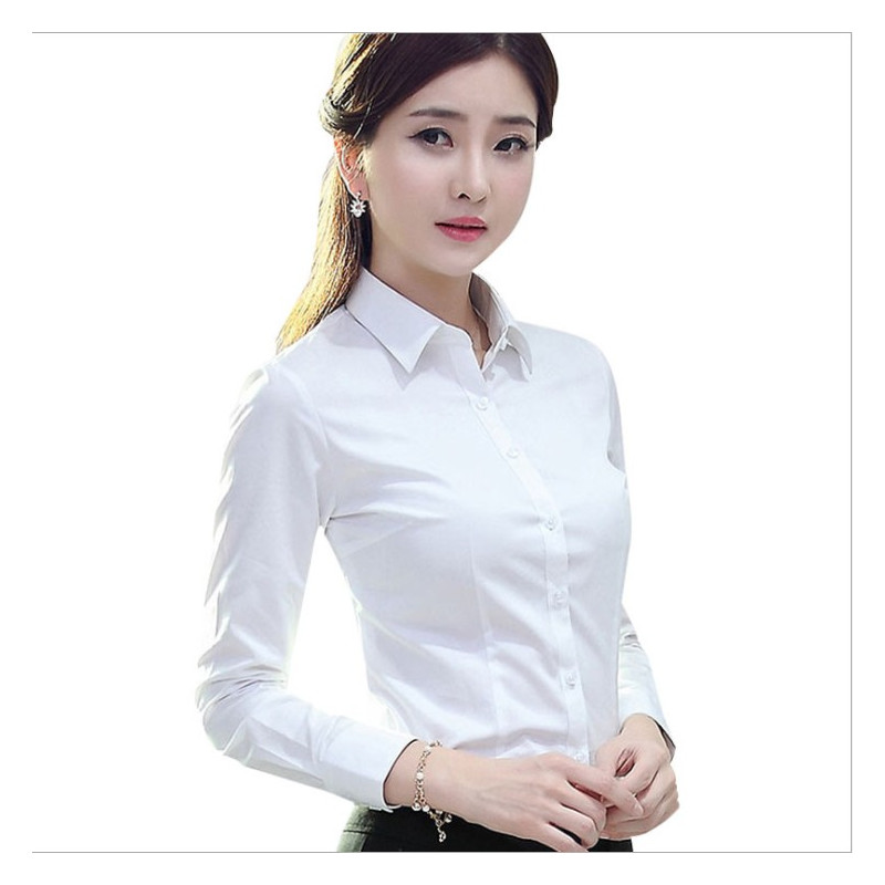 艳如飞白衬衫女短袖长袖宽松夏装半袖工作服正装工装大码衬衣职业女装ol大码女装