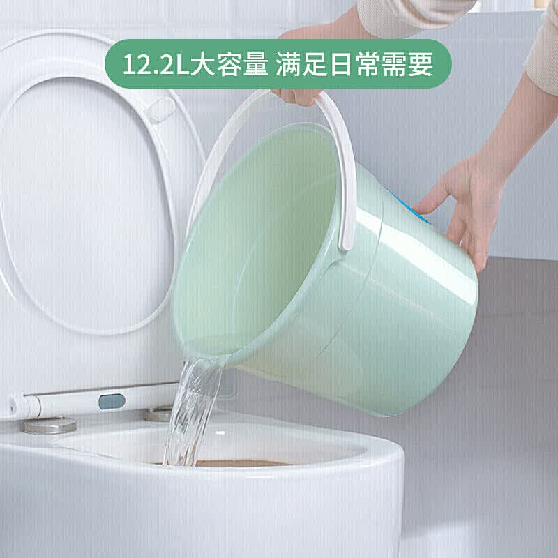 茶花(CHAHUA) 塑料桶12.2L大号家用手提水桶洗车洗衣储水桶大容量 绿色高清大图
