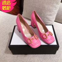 金三志马衔扣粗跟单鞋女2021早春新款浅口后空凉鞋方头复古玛丽珍高跟鞋凉鞋