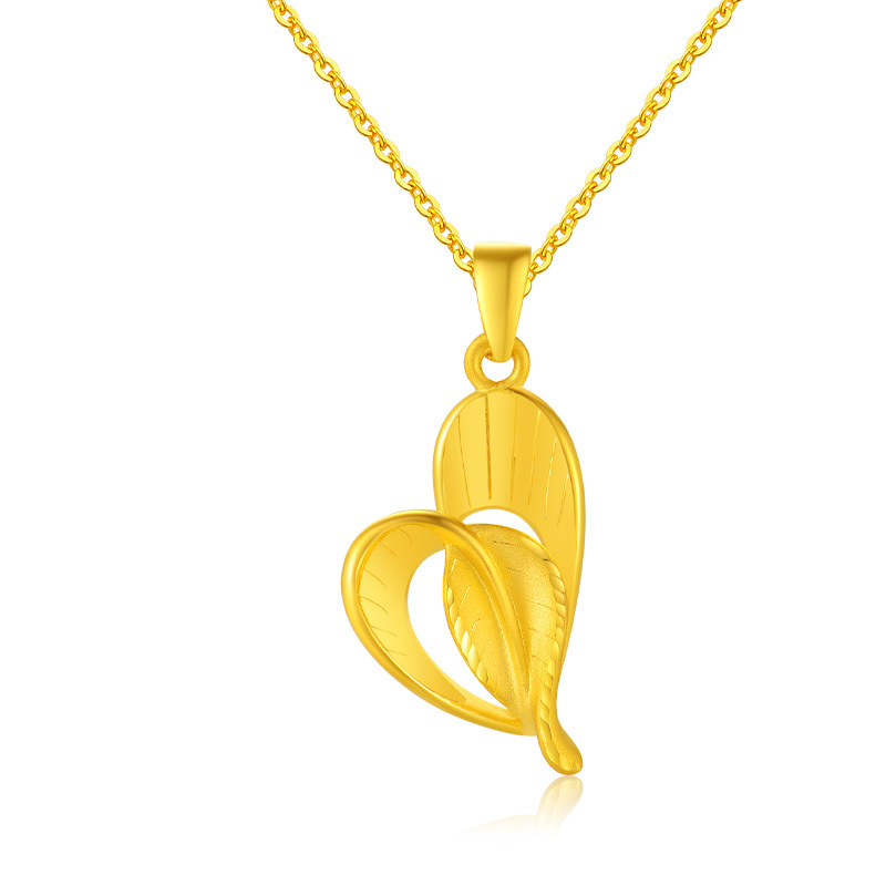 中国黄金足金秋日落叶吊坠女士黄金吊坠送女友定价视频