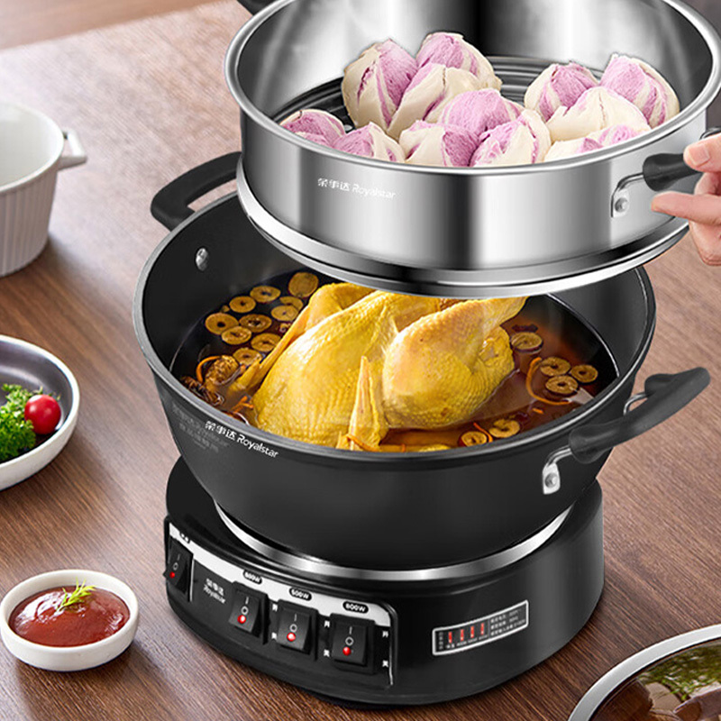荣事达电炒锅4L炖蒸煮多用途不粘锅电火锅单笼RS-FT32高清大图