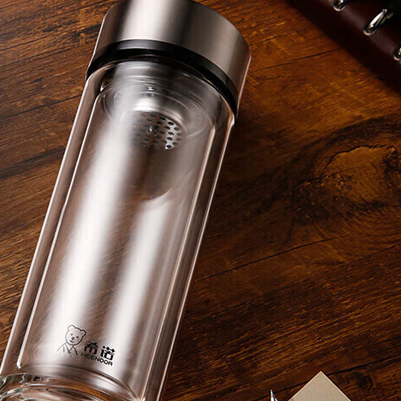 希诺玻璃杯260ml密封防漏户外便携双层隔热XN-7071高清大图