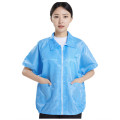 谋福 防静电服短袖大褂 无尘工作服 蓝色短袖上衣 5XL