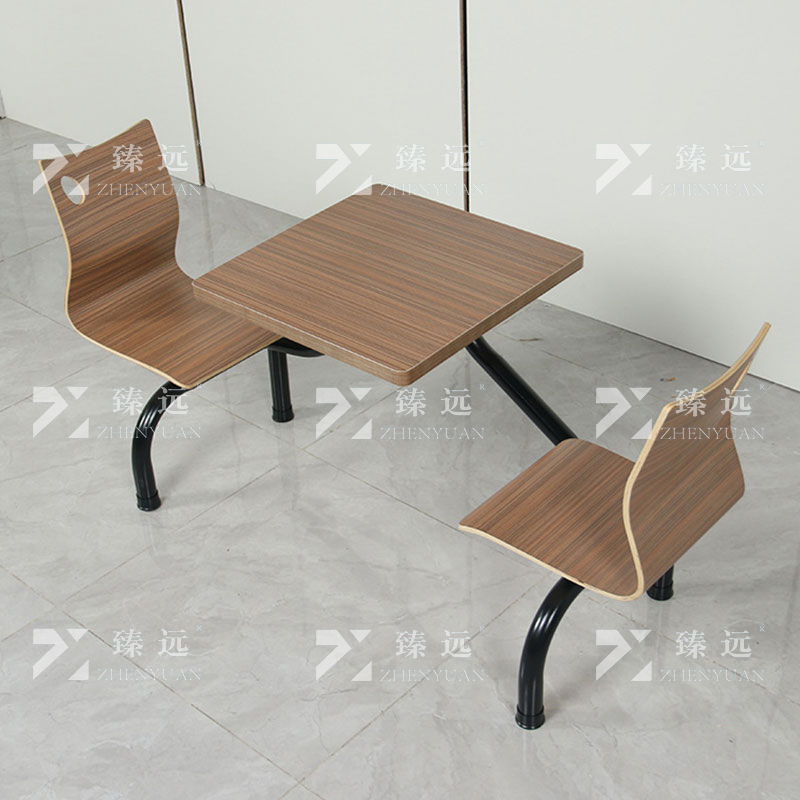 臻远 ZY4040830 连体餐桌椅组合食堂员工餐厅二人位连体餐桌