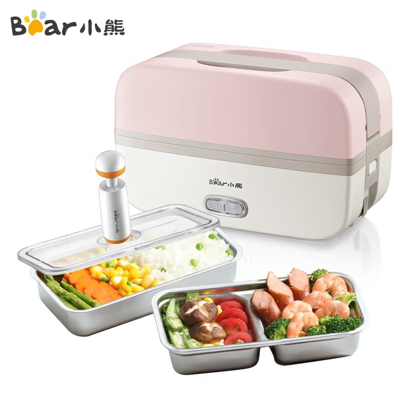 小熊(Bear)电热饭盒 DFH-B10J2 加热饭盒双层不锈钢可插电保温饭盒上班族热饭神器办公室日式便当盒