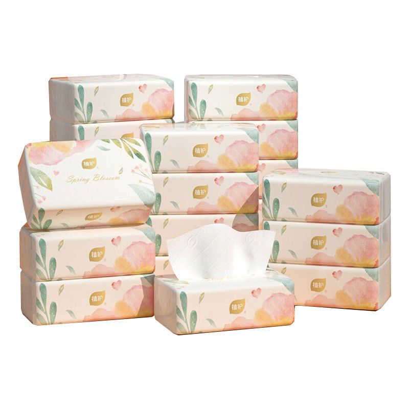 植护 春日气垫压花抽纸65抽18包*1箱