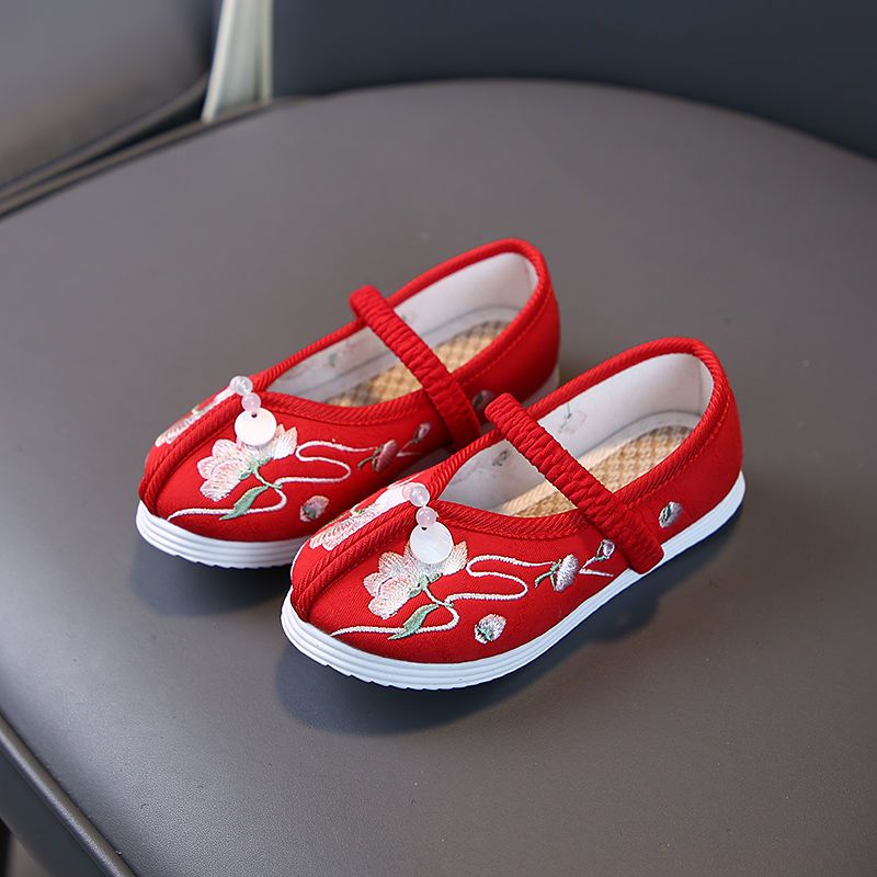 女童布鞋儿童手工绣花鞋牛筋底刺绣童鞋复古小布鞋宝宝透气汉服鞋