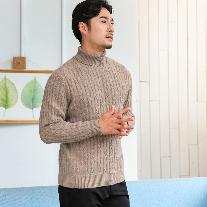 秋冬季新款男士高领羊绒衫加厚修身羊毛商务休闲绅士打底毛衣