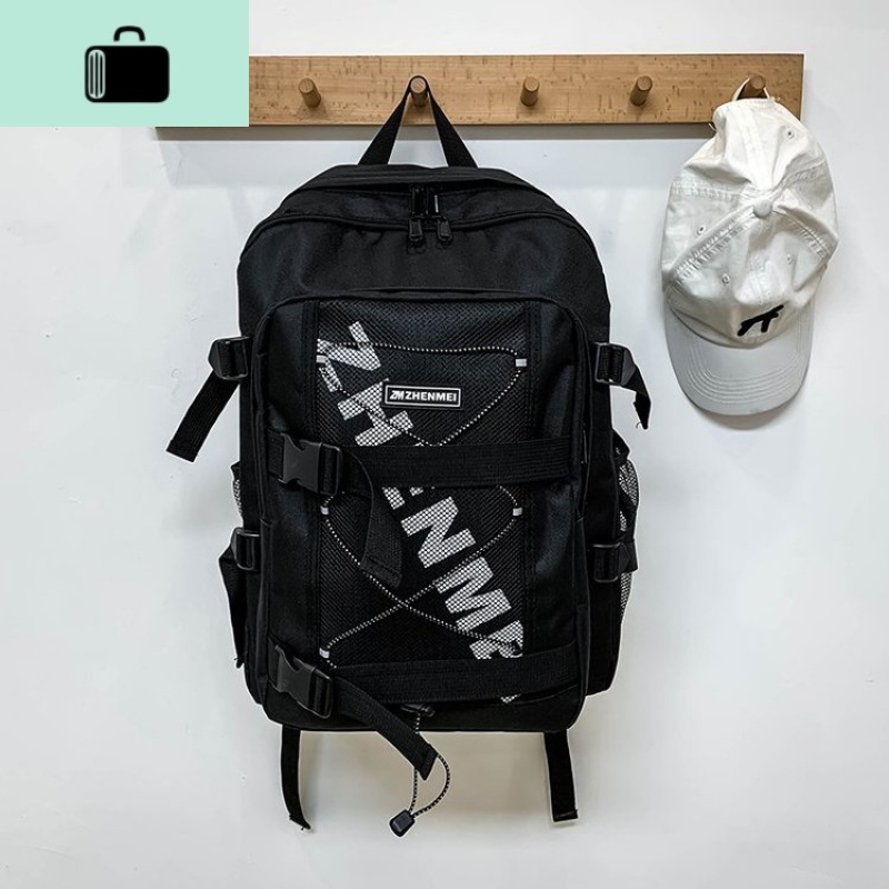 潮牌双肩包男士休闲韩版校园高中初中大学生书包ins大容量背包女new