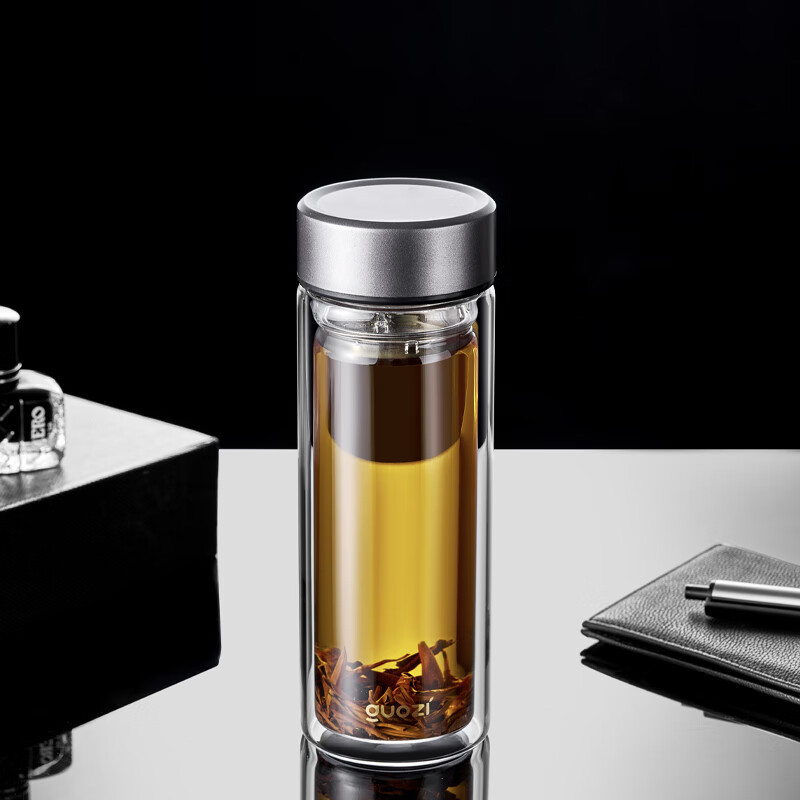 果兹玻璃杯300ml骏雅双层高硼硅玻璃倒置不漏水GZ-S71高清大图