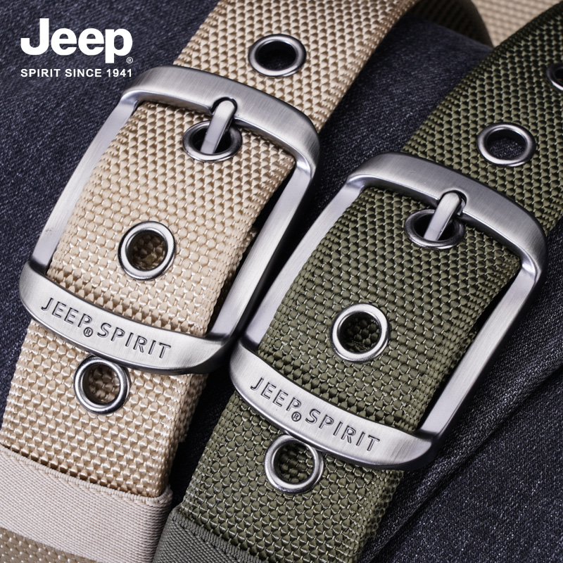 JEEP SPIRIT吉普男士皮带时尚青年帆布韩版休闲尼龙针扣腰带时皮高清大图