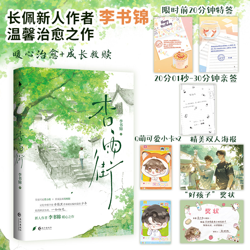 杏雨街 [正版]即得亲签+随书赠品杏雨街 一册完结 长佩作者李书锦温馨治愈之作 新增出版番外 青春言情书高清大图