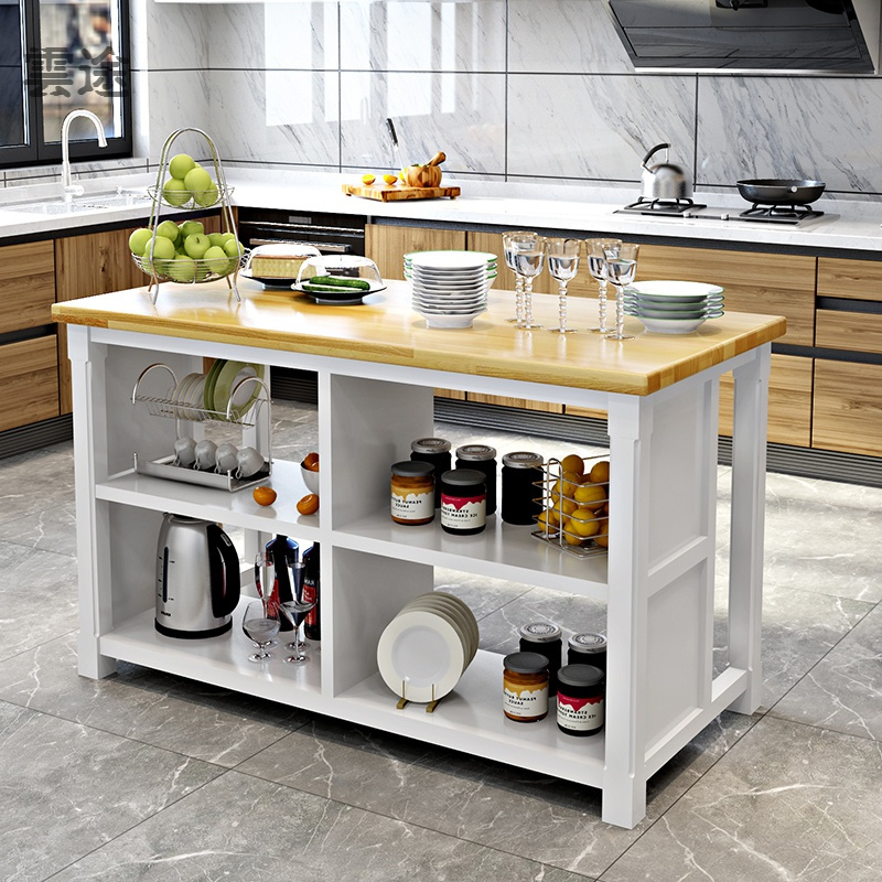 料理台切菜桌烘焙桌子实木简易多功能家用吧台桌厨房作台中岛台定制