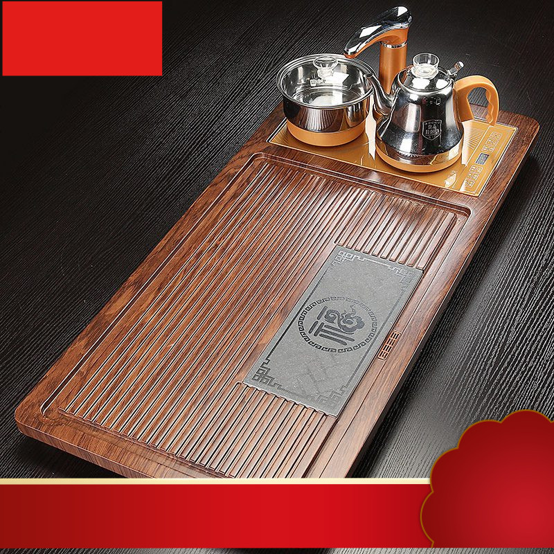 茶具套装家用全自动功夫茶具紫砂办公乌金石茶台实木茶盘一体