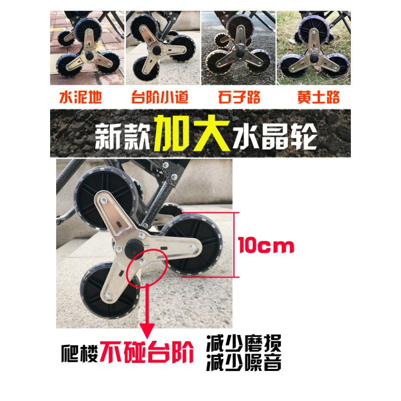 妈妈上楼老年人买菜车小拉车爬楼两用家用帆布拖车方便日常小孩 三维工匠 拉链包加强挂钩车架加大不锈钢轮加高底座口红家用拖车