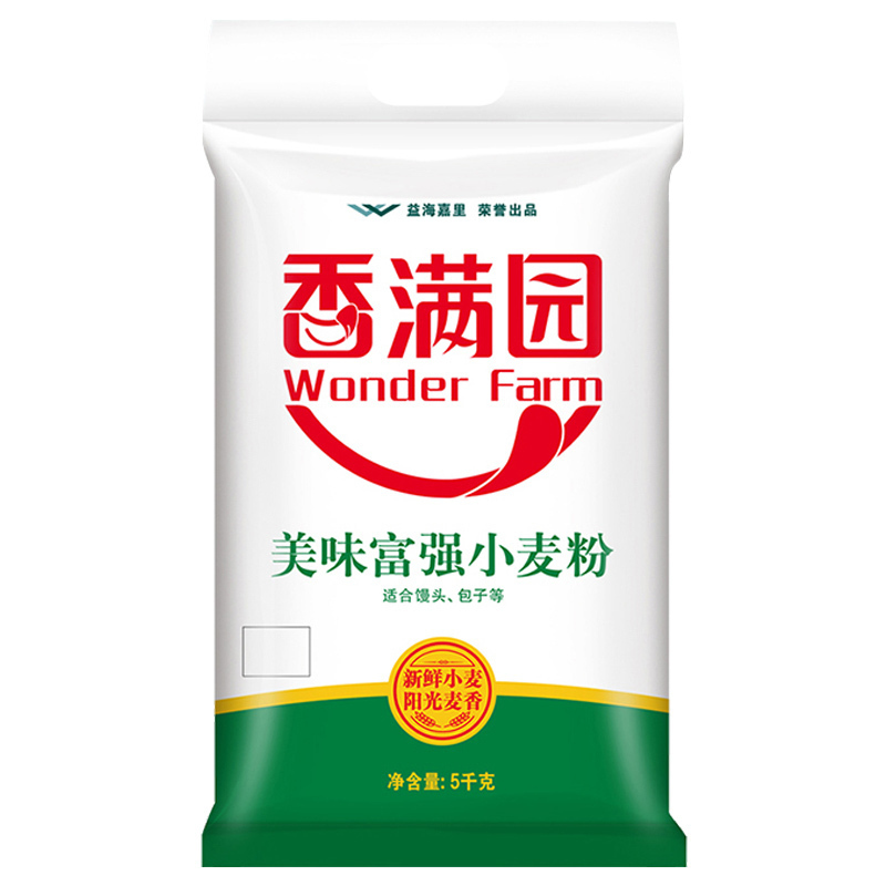 香满园 面粉 中筋面粉 美味富强小麦粉 5kg 包子饺子馒头饼手擀面 十斤