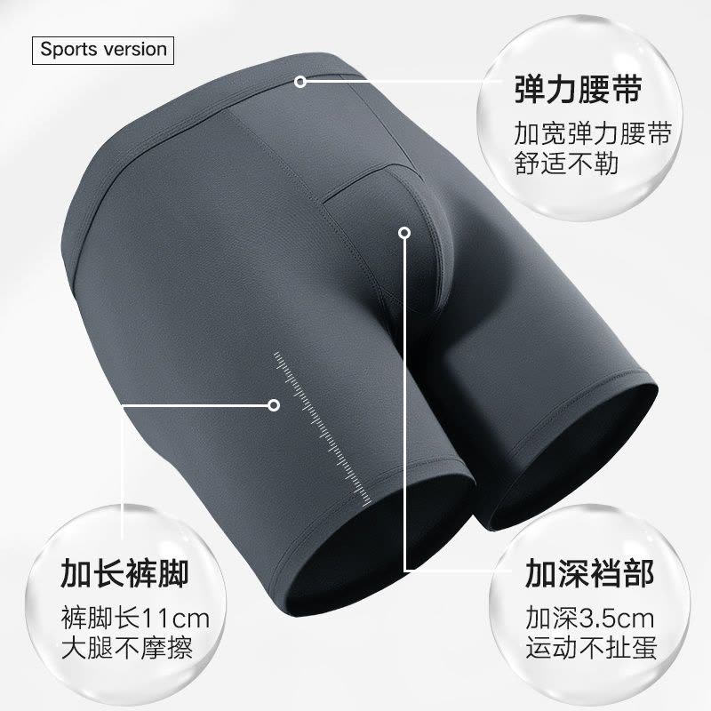 南极人男士内裤防磨腿裆抗菌男式莫代尔运动跑步平四角加长款短裤图片