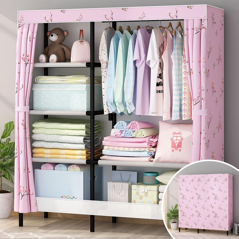 简易衣柜闪电客出租房用钢管加粗加固组装布衣柜收纳卧室衣服厨